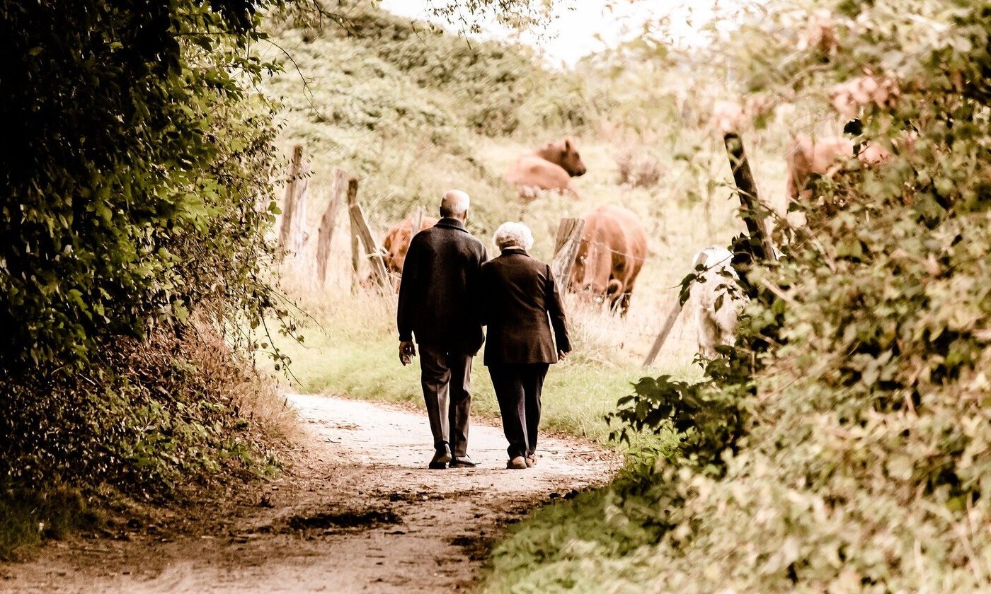 Swiss Life Aktie Ehepaar Rentner Spaziergang im Wald